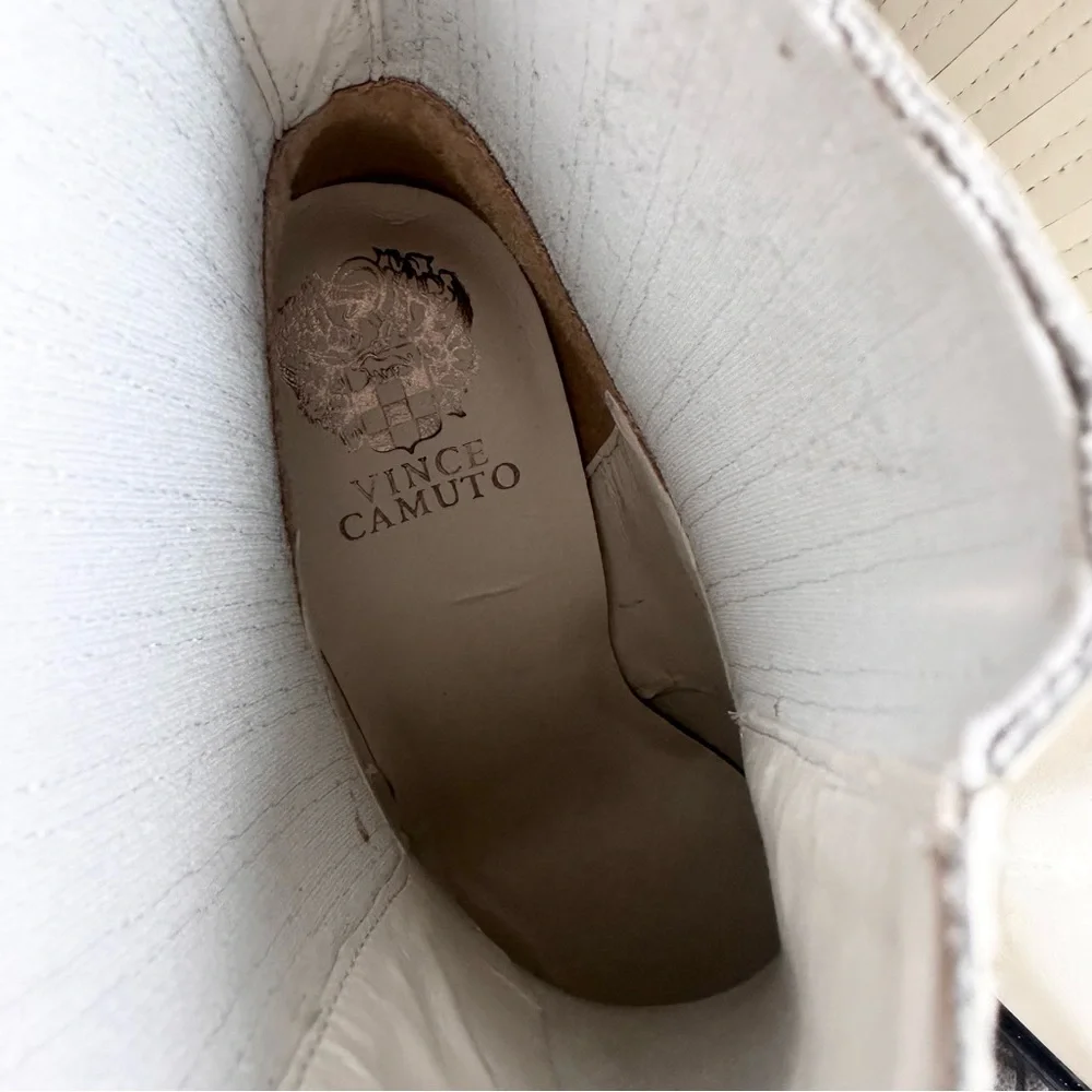 Vince Camuto White Western Ankle Boots with Black Heel - Picture 9 of 11